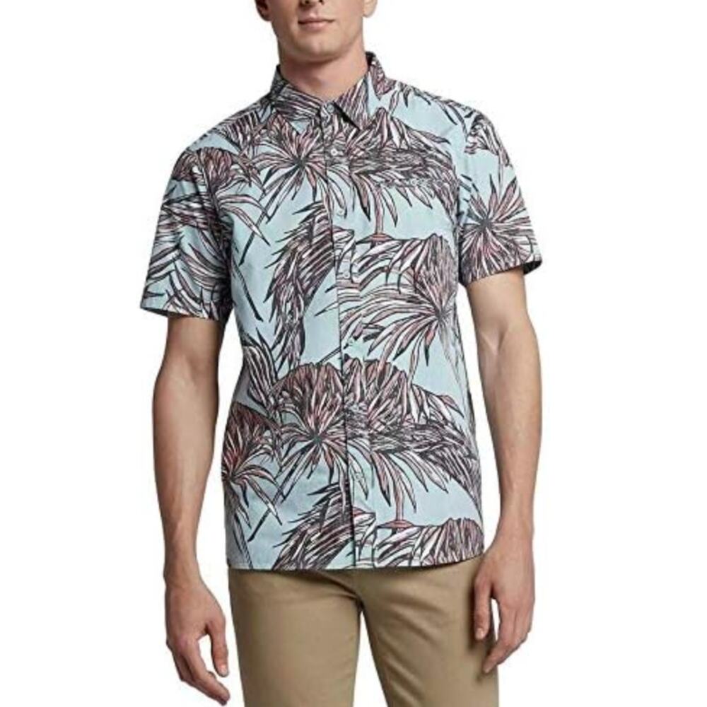 Hurley Small Reverse Print‎ Blue Short Sleeve Shirt Tropical Koko Bliss Beachy